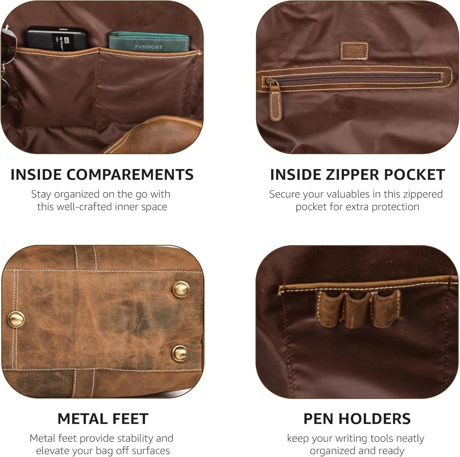 Leather Village Leather Duffle Bags for Men & Women-Travel Overnight/Weekender Travel Bag-Sports Gym Duffle Bag - 24 Inch - Vintage Brown