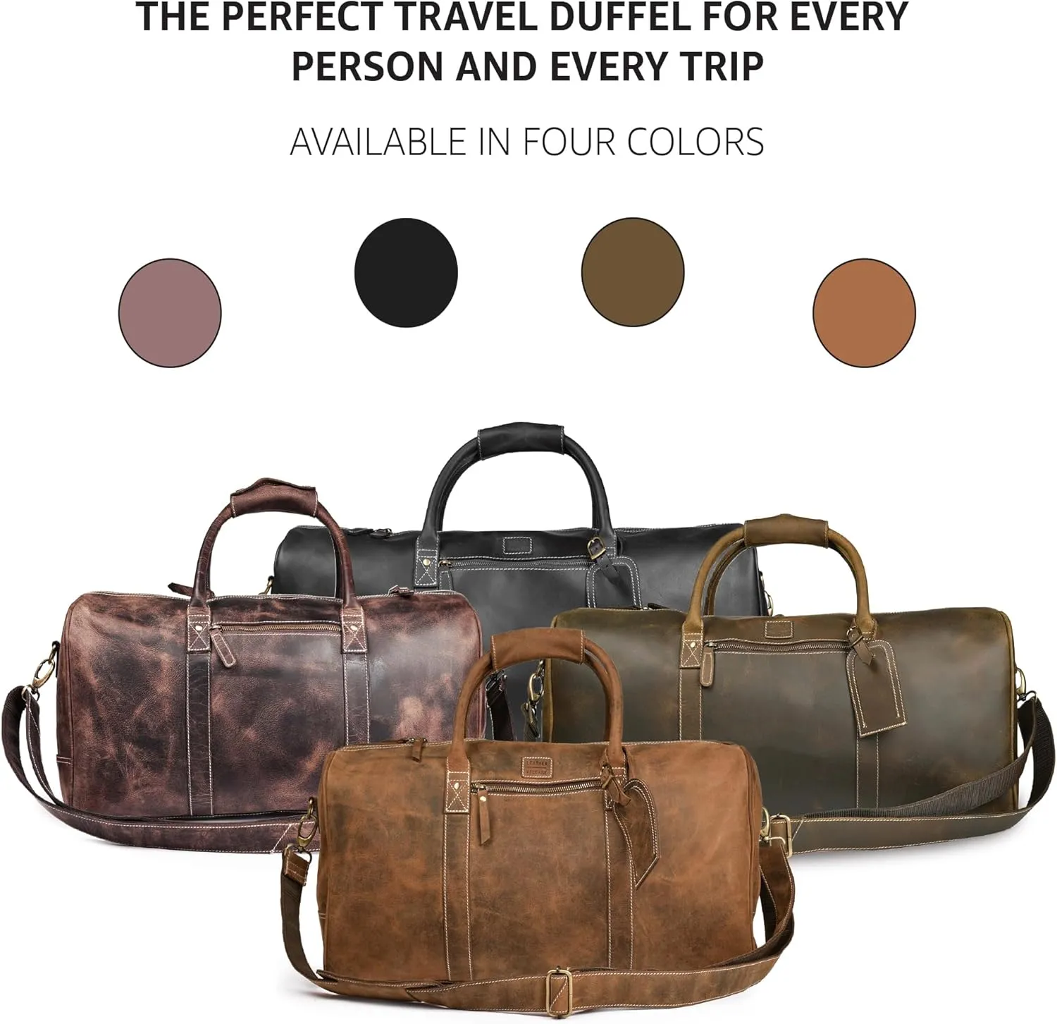 Leather Village Leather Duffle Bags for Men & Women-Travel Overnight/Weekender Travel Bag-Sports Gym Duffle Bag - 24 Inch - Vintage Brown