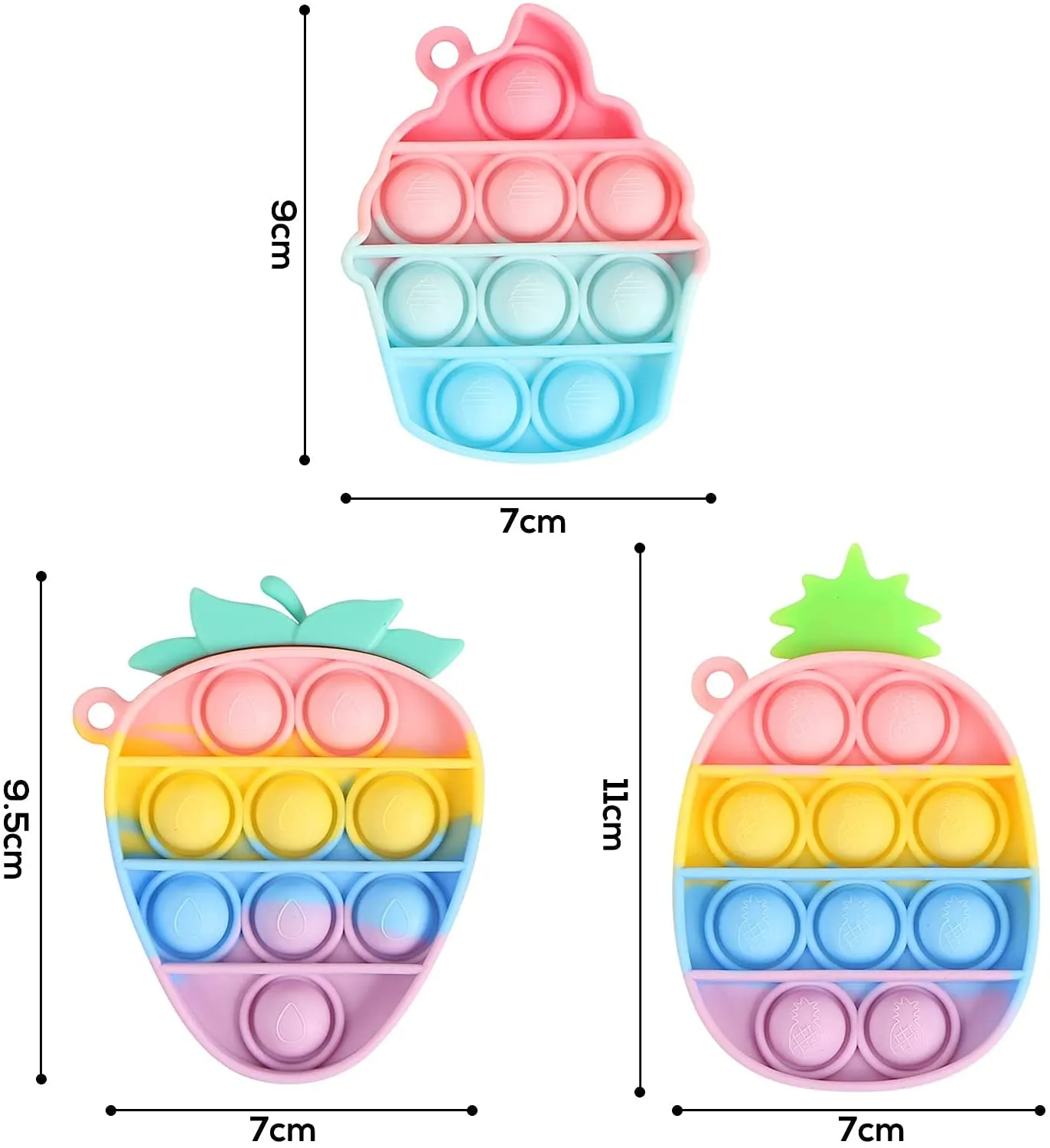 Mini Pop Bubble Sensory Fidget Toys Anxiety Bubbles Keychain Toy Stress Relief Silicone Hand Toy 1 pcs
