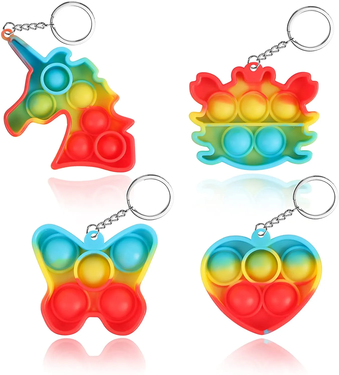 Mini Pop Bubble Sensory Fidget Toys Anxiety Bubbles Keychain Toy Stress Relief Silicone Hand Toy 1 pcs