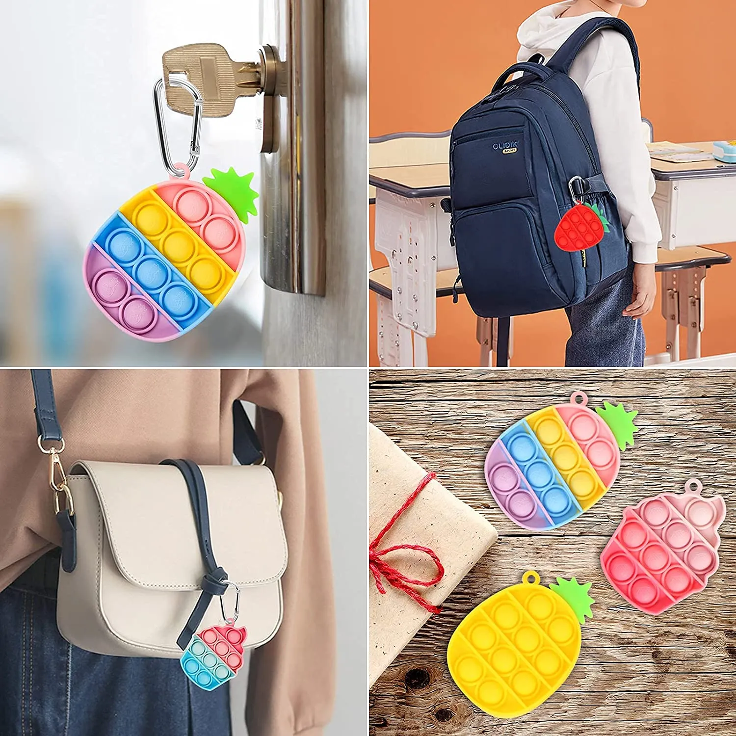 Mini Pop Bubble Sensory Fidget Toys Anxiety Bubbles Keychain Toy Stress Relief Silicone Hand Toy 1 pcs