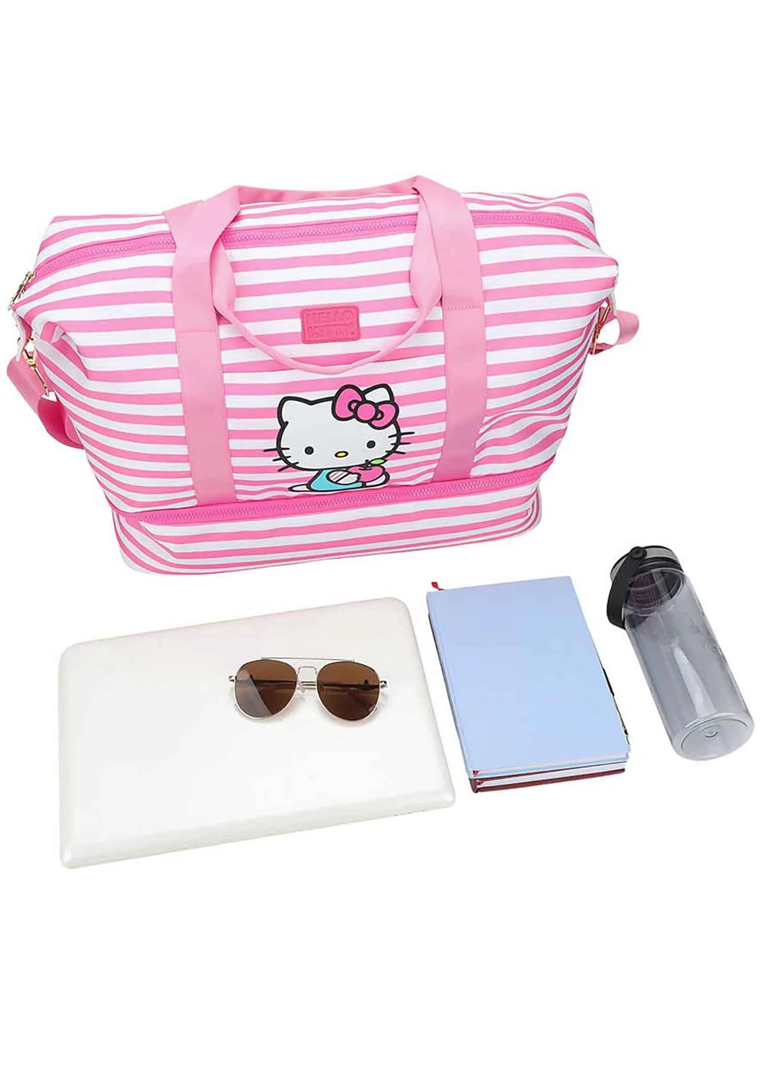 Sanrio Hello Kitty Pink Stripe Travel Weekender Bag