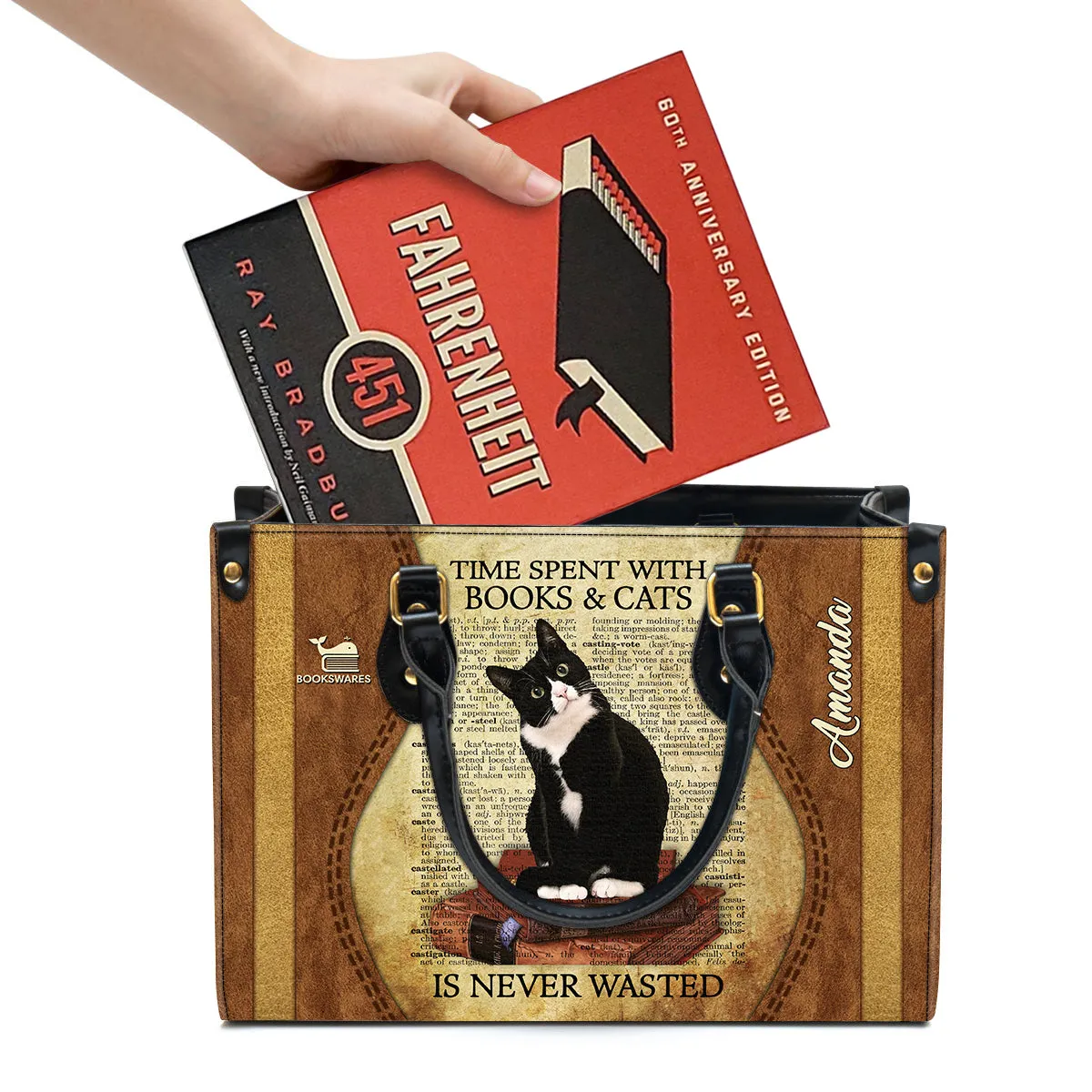 Time Spent With Books And Cats Is Never Wasted Book Lovers Gift LHB02